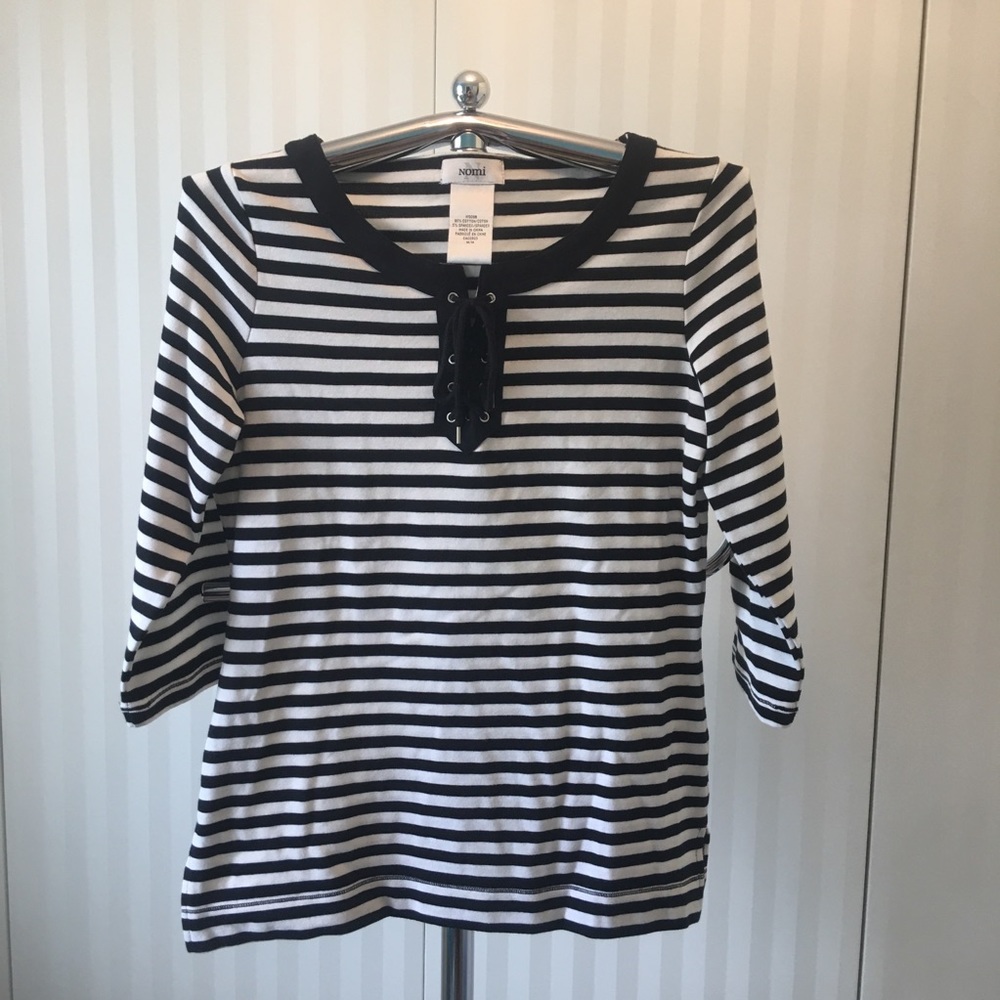 Nomi black and white striped long sleeve knit Size M